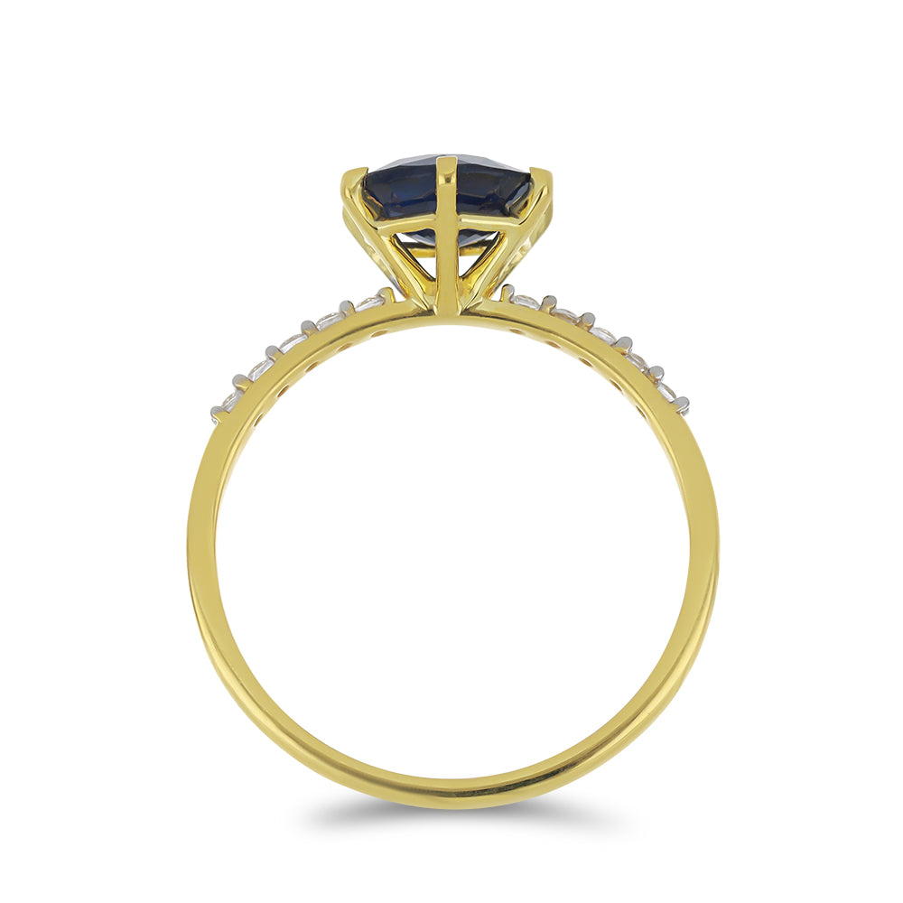 Goldring mit Thai Saphir und natürlichem weißem Zirkon 2