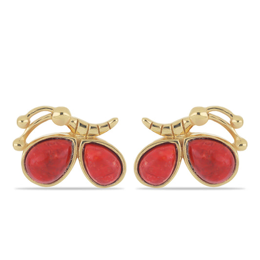 Goldplattierte Silberohrringe mit roter Schwammkoralle