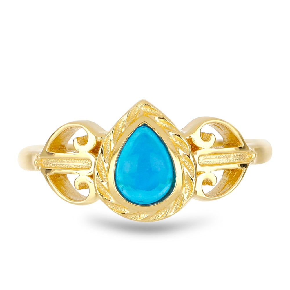 Goldplattierter Silberring mit blauem äthiopischem Opal aus Lega Dembi 1