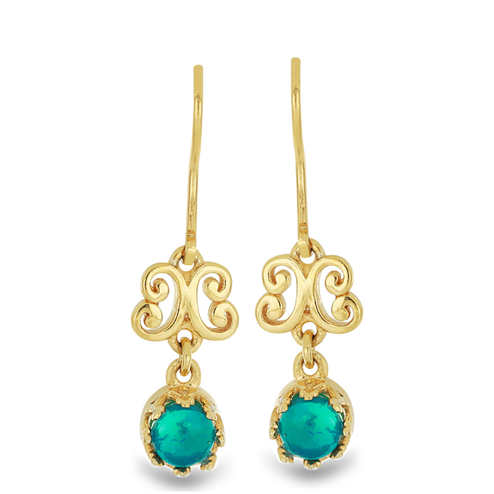 Goldplattierte Silberohrringe mit blauem äthiopischem Opal aus Lega Dembi 1