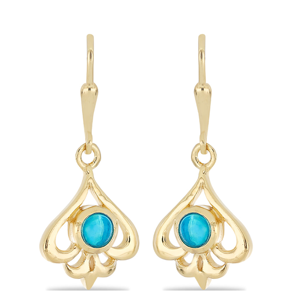 Goldplattierte Silberohrringe mit blauem äthiopischem Opal aus Lega Dembi 1