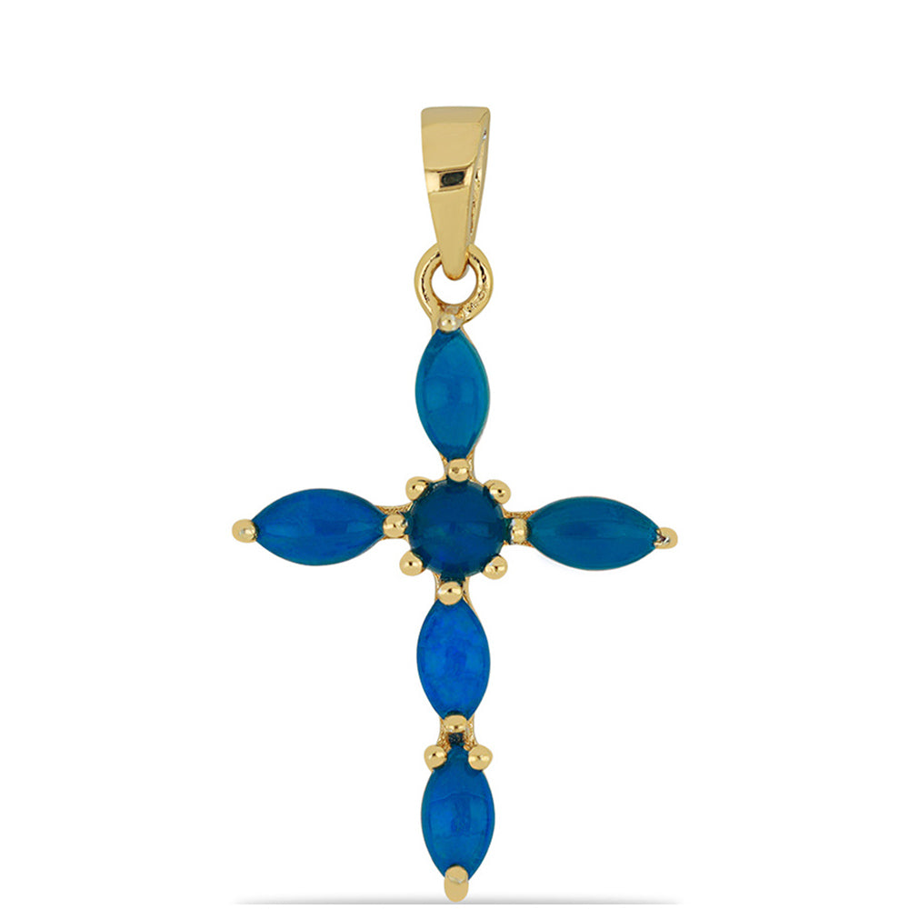 Goldplattierter Silberanhänger mit blauem äthiopischem Opal aus Lega Dembi 1