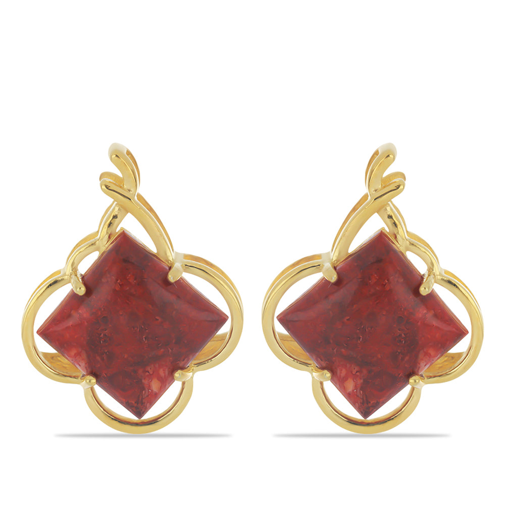 Goldplattierte Silberohrringe mit roter Schwammkoralle