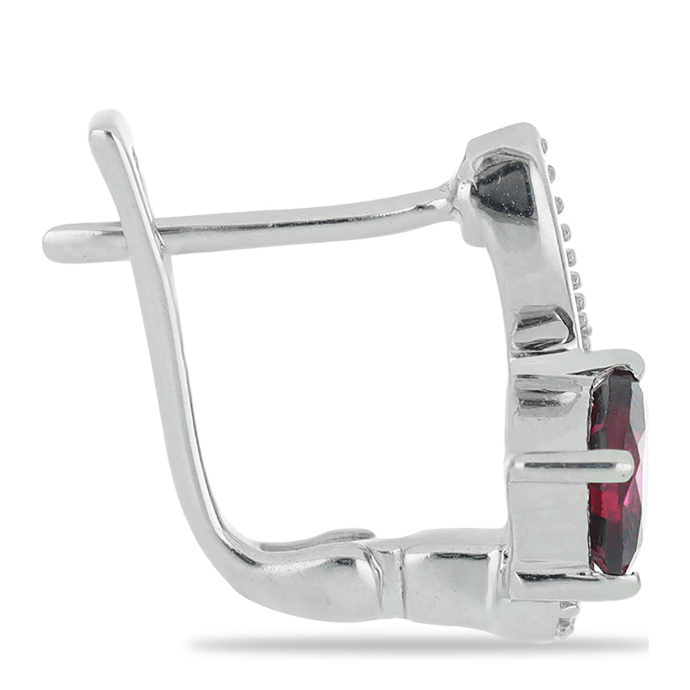 Silberohrringe mit Rhodolith aus Moatize und weißem Topas