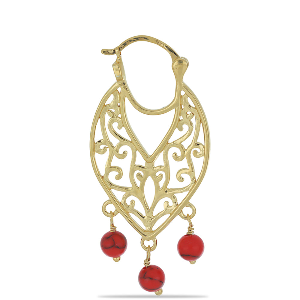 Goldplattierte Silberohrringe mit roter Schwammkoralle 2