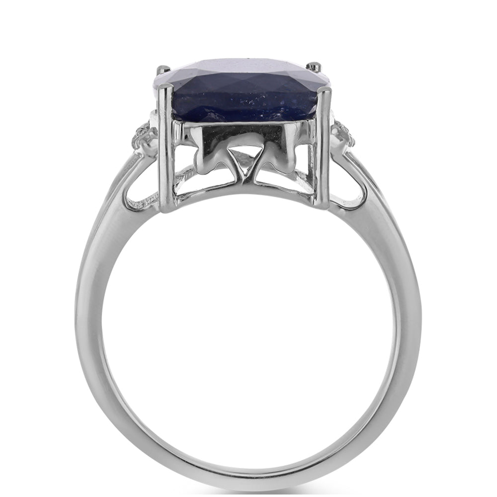 Silberring mit australischem blauem Saphir und weißem Topas 2