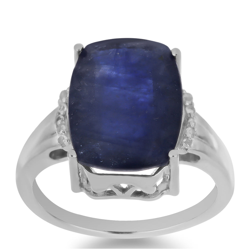 Silberring mit australischem blauem Saphir und weißem Topas