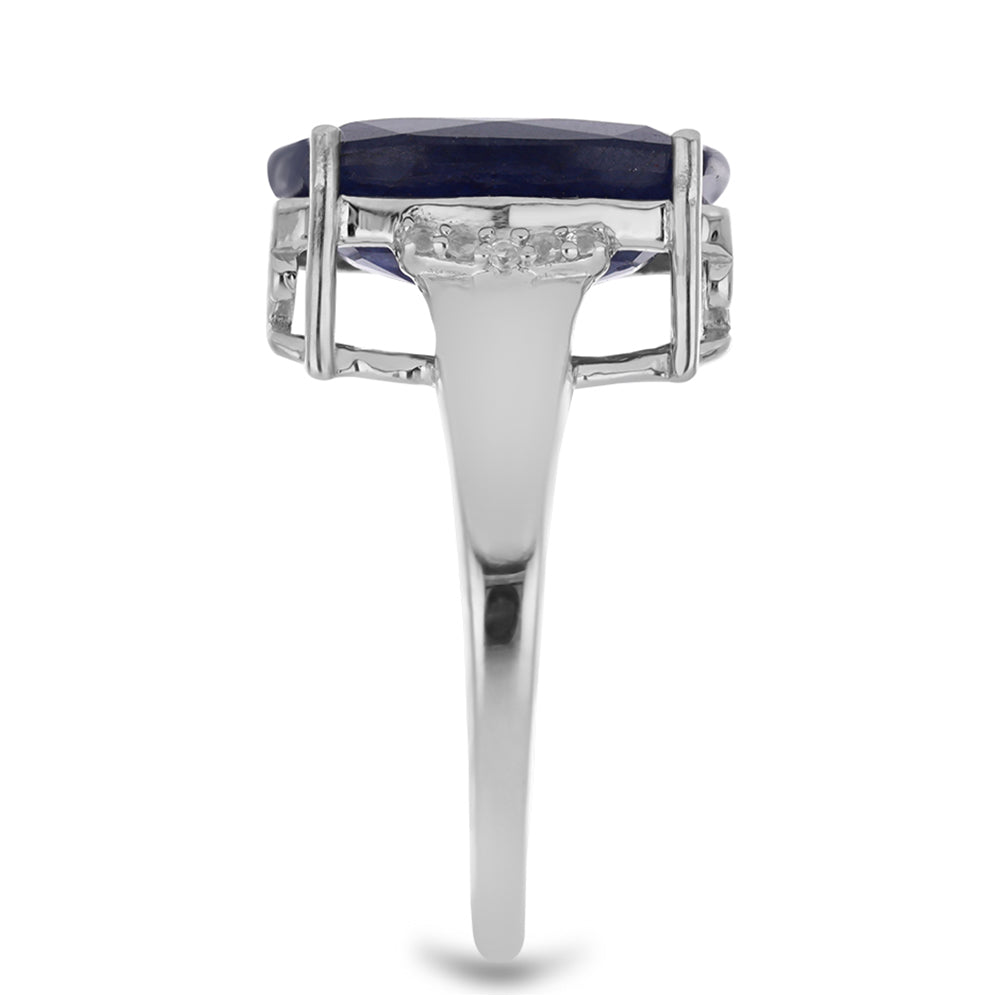 Silberring mit australischem blauem Saphir und weißem Topas