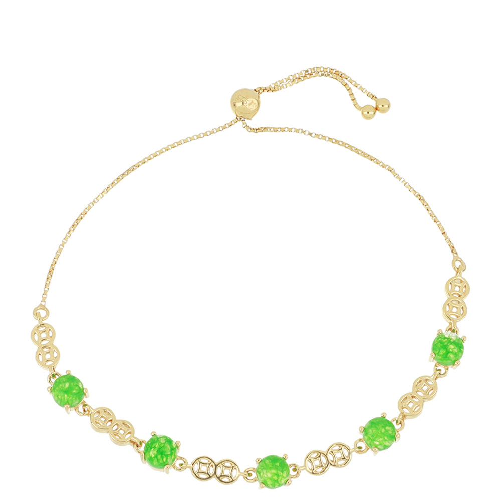 Goldplattiertes Silberarmband mit grünem Jadeit