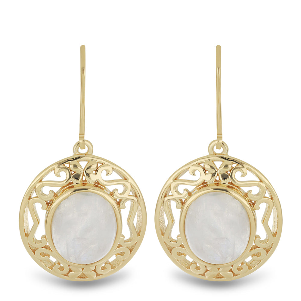 Goldplattierte Silberohrringe mit Regenbogenmondstein 1