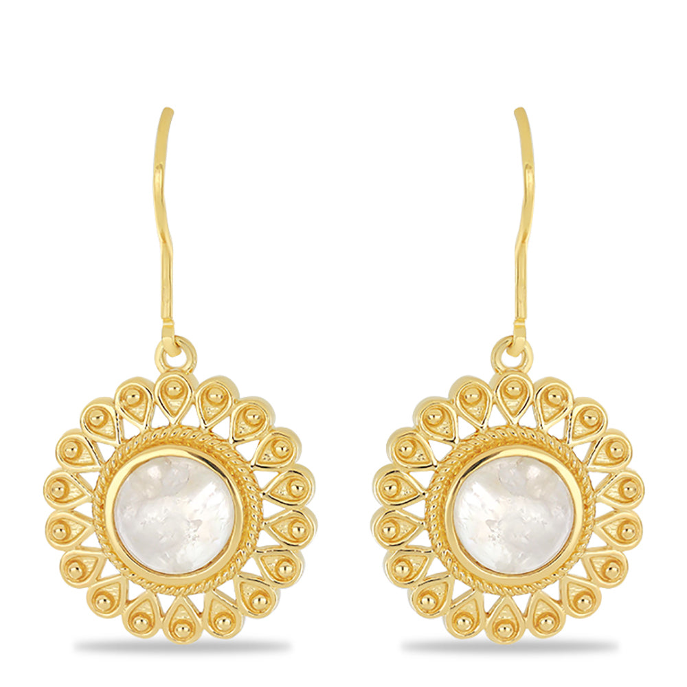 Goldplattierte Silberohrringe mit Regenbogenmondstein 1