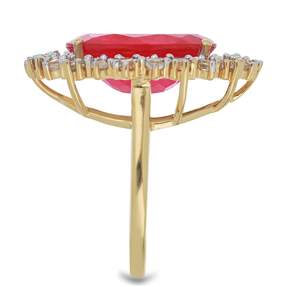 Goldplattierter Silberring mit rotem Achat und weißem Topas