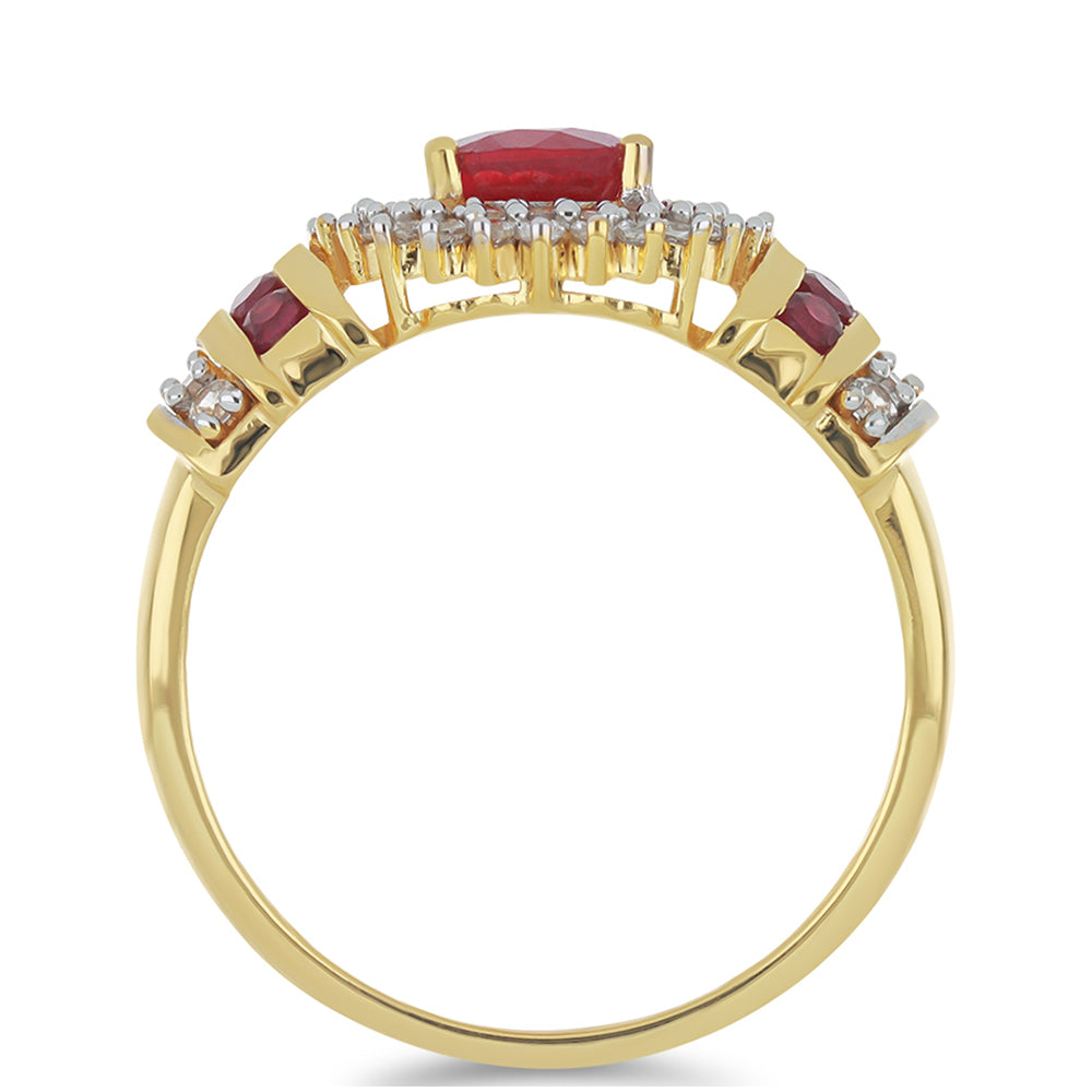 Goldring mit Rubin aus Madagaskar und weißem Zirkon 2