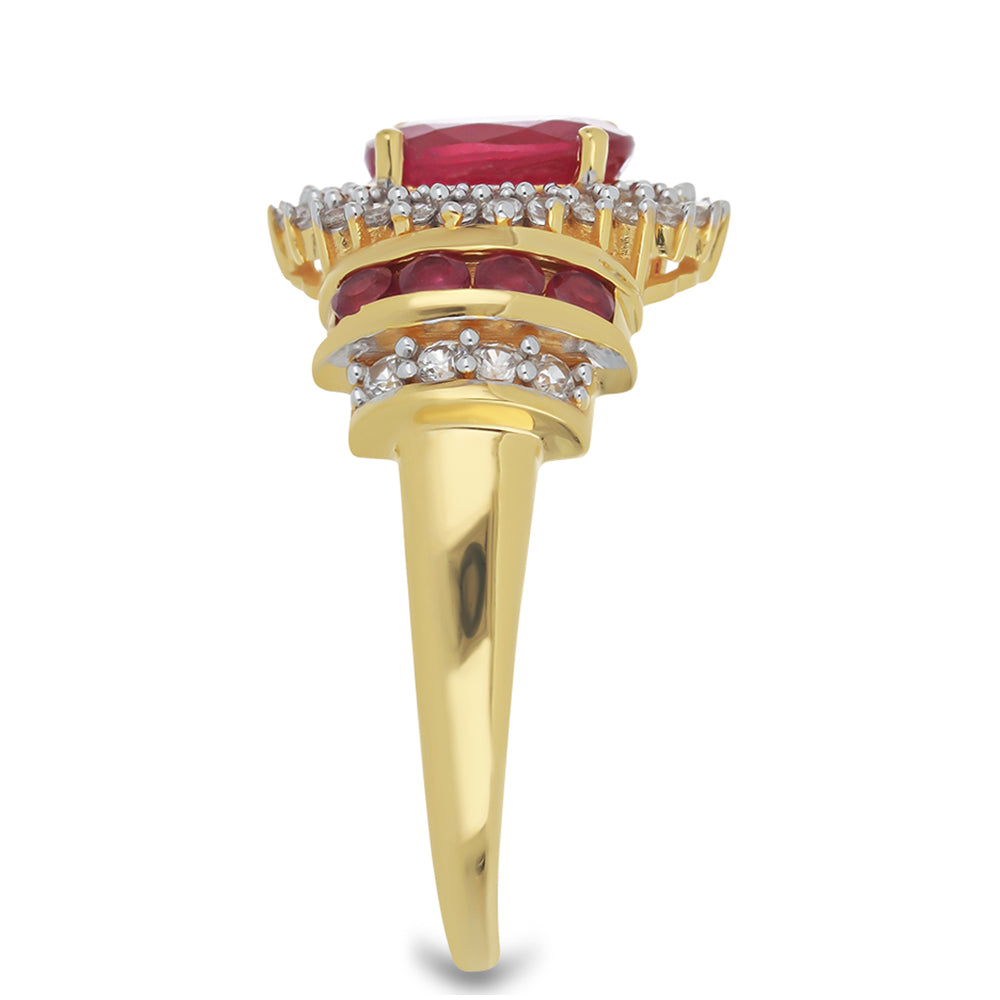 Goldring mit Rubin aus Madagaskar und weißem Zirkon 4
