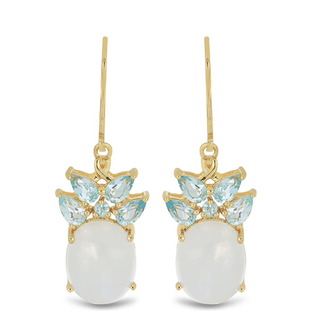 Goldplattierte Silberohrringe mit Regenbogenmondstein 1