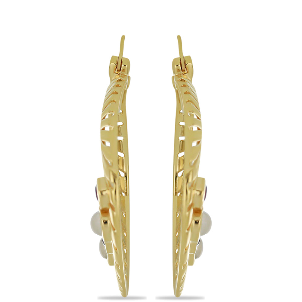 Goldplattierte Silberohrringe mit Regenbogenmondstein und Amethyst aus Vera Cruz 1