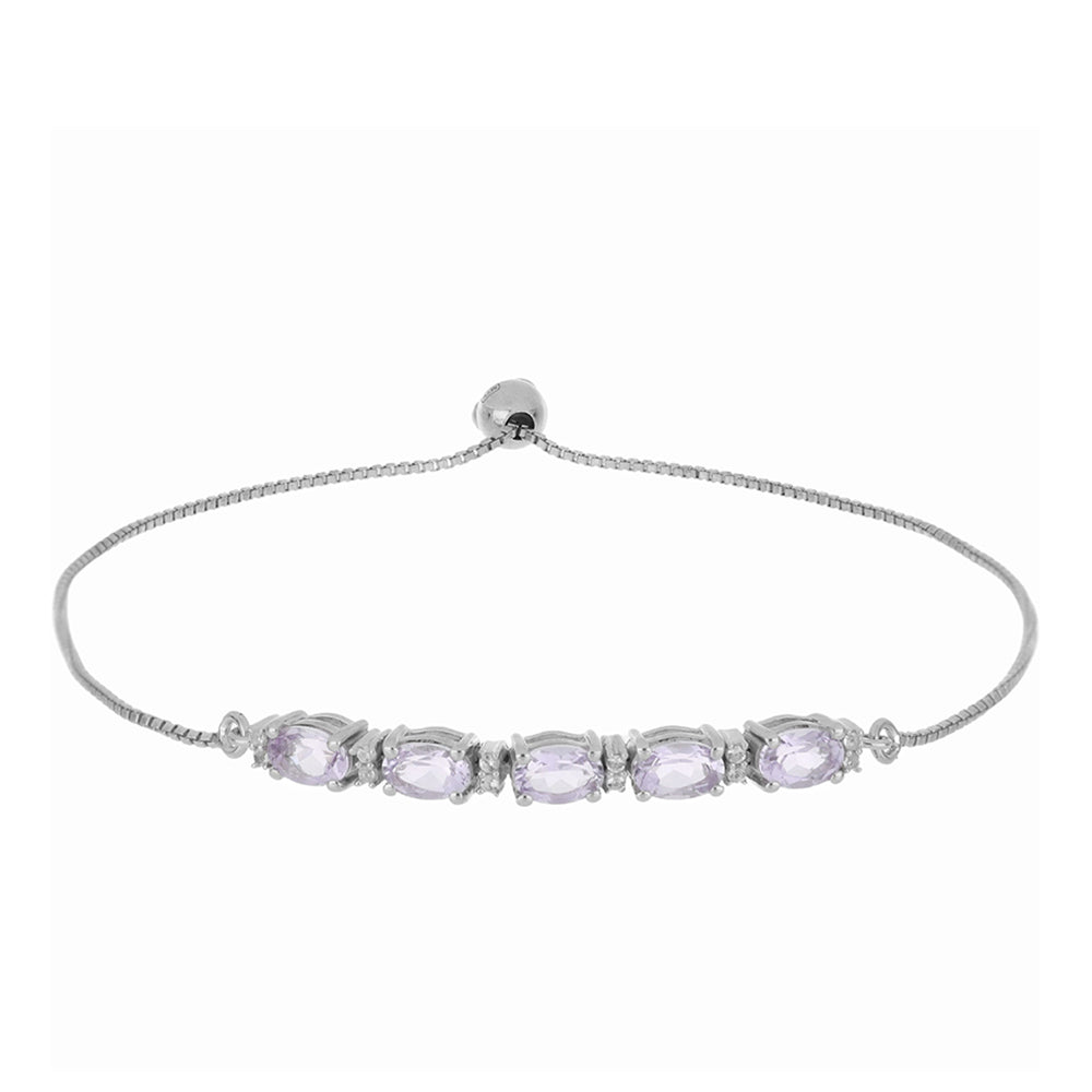 Silberarmband mit Rose De France Amethyst und weißem Topas