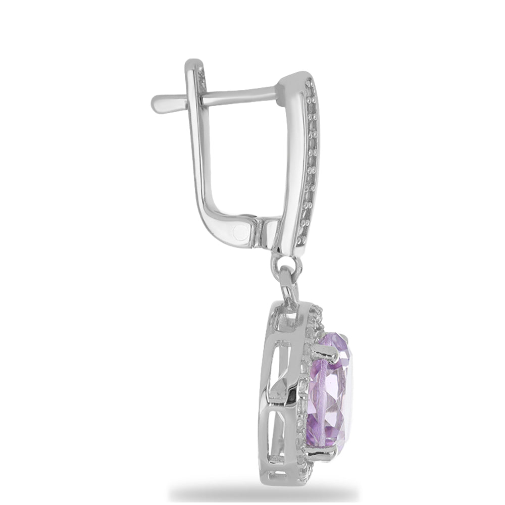 Silberohrringe mit Rose De France Amethyst und weißem Topas