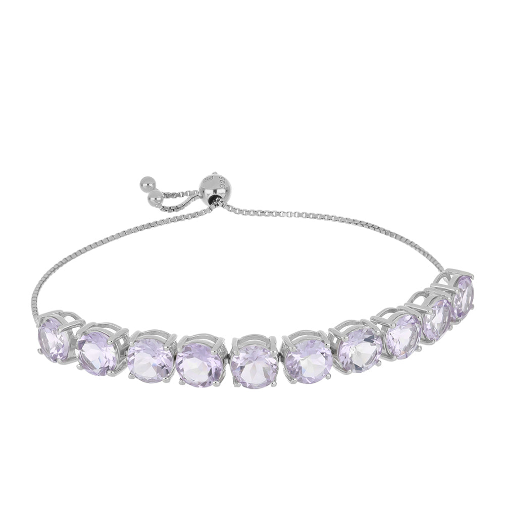 Silberarmband mit Rose De France Amethyst