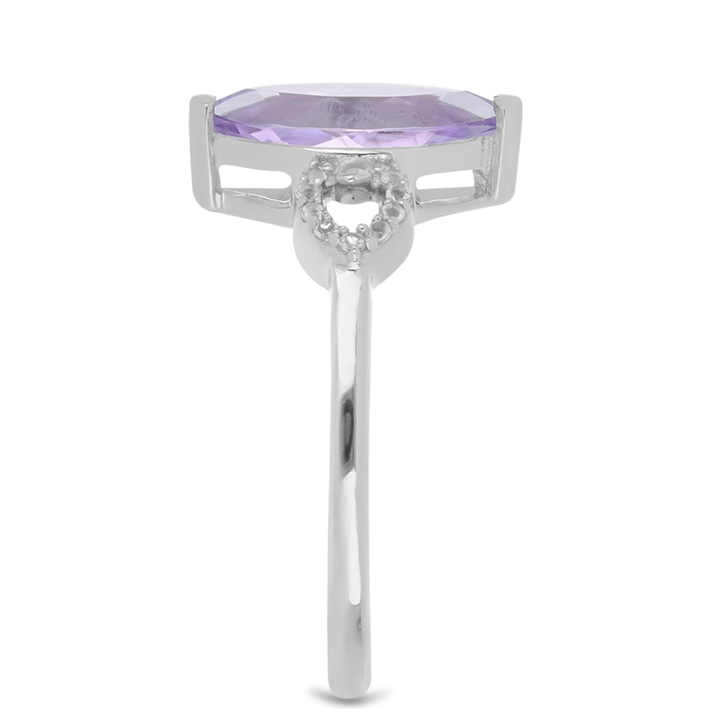 Silberring mit Rose De France Amethyst und weißem Topas