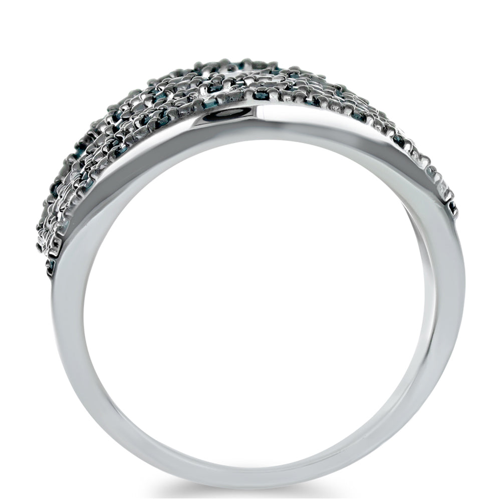 Silberring mit blauem Diamant 2