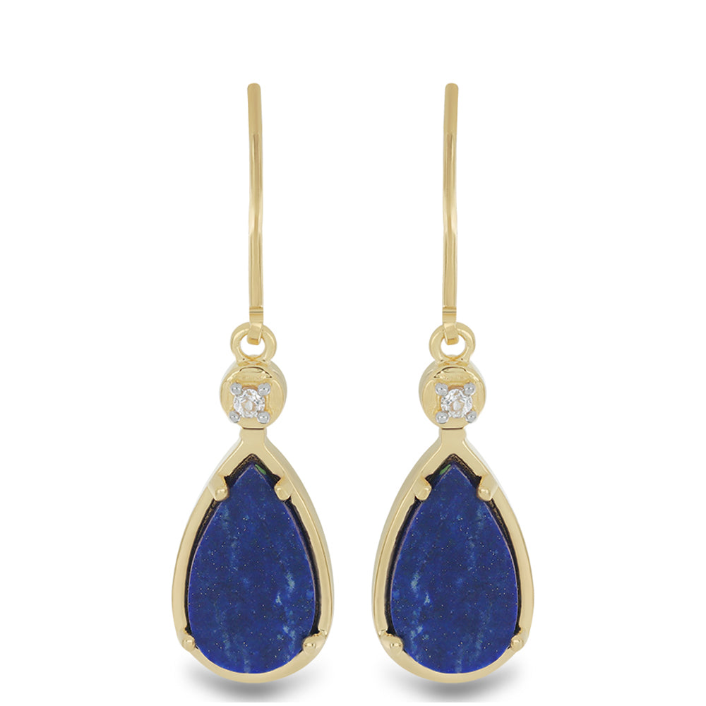 Goldplattierte Silberohrringe mit Lapislazuli aus Badakhshan und weißem Topas 1