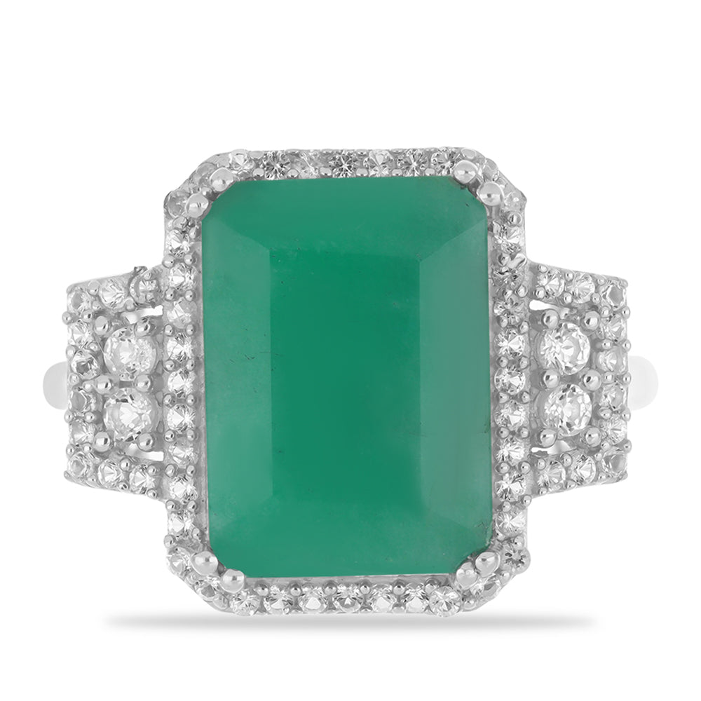 Silberring mit brasilianischem Smaragd und weißem Topas 1