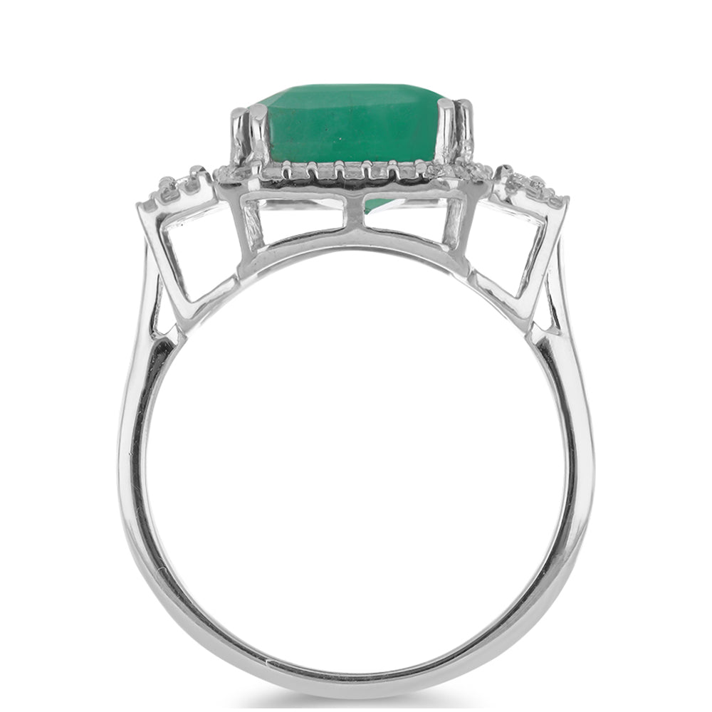 Silberring mit brasilianischem Smaragd und weißem Topas 2