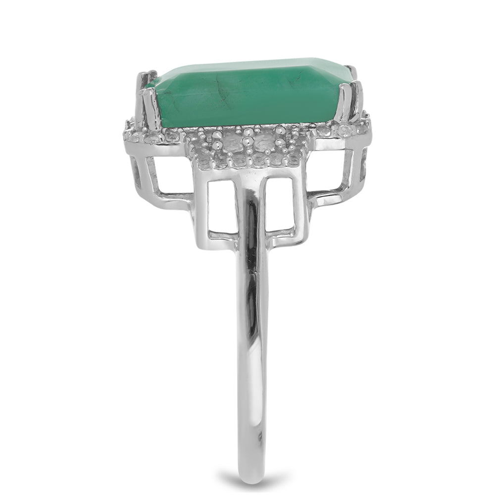 Silberring mit brasilianischem Smaragd und weißem Topas 4