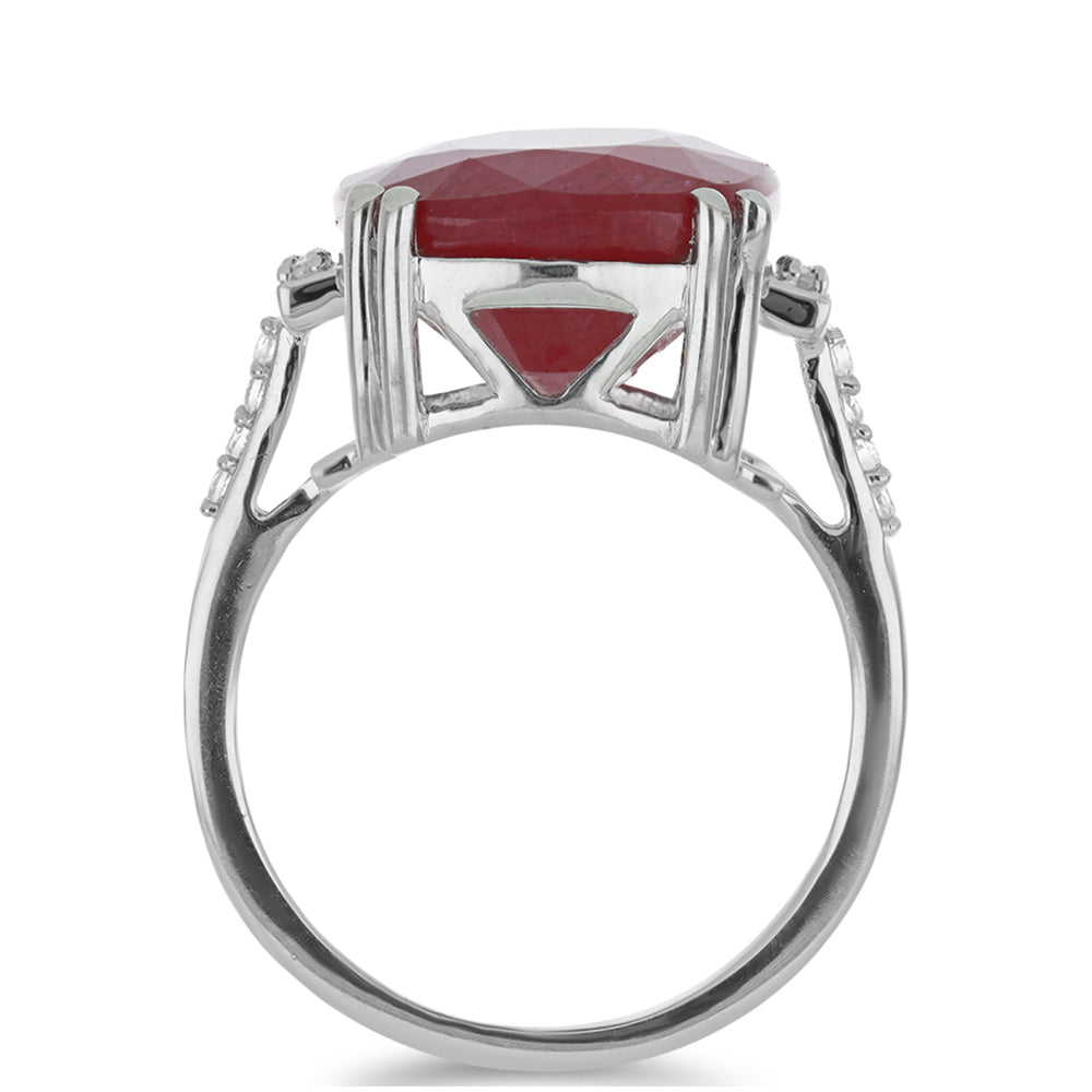 Silberring mit Rubin aus Madagaskar und weißem Topas 2