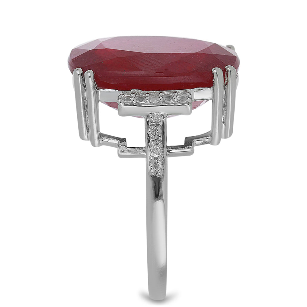 Silberring mit Rubin aus Madagaskar und weißem Topas 4