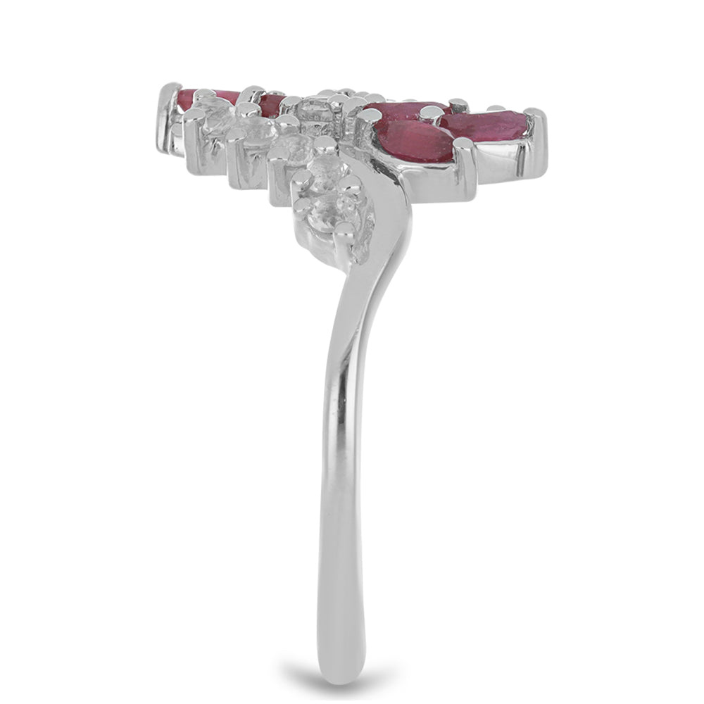 Silberring mit Rubin aus Madagaskar und weißem Topas