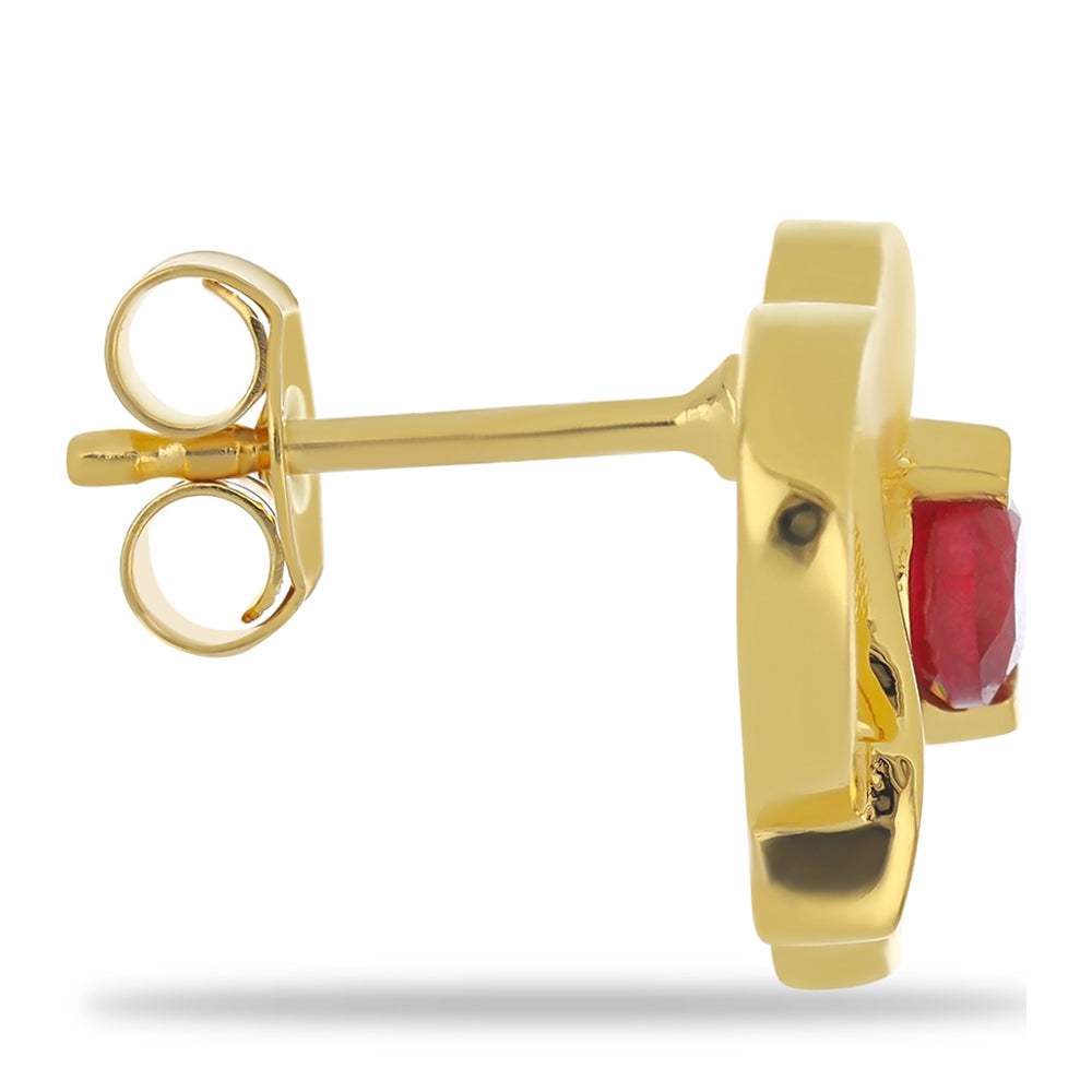 Goldplattierte Silberohrringe mit Rubin aus Madagaskar