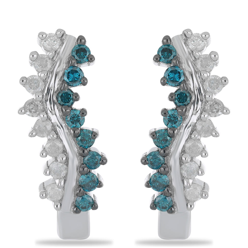Silberohrringe mit blauem Diamant und weißem Diamant 1