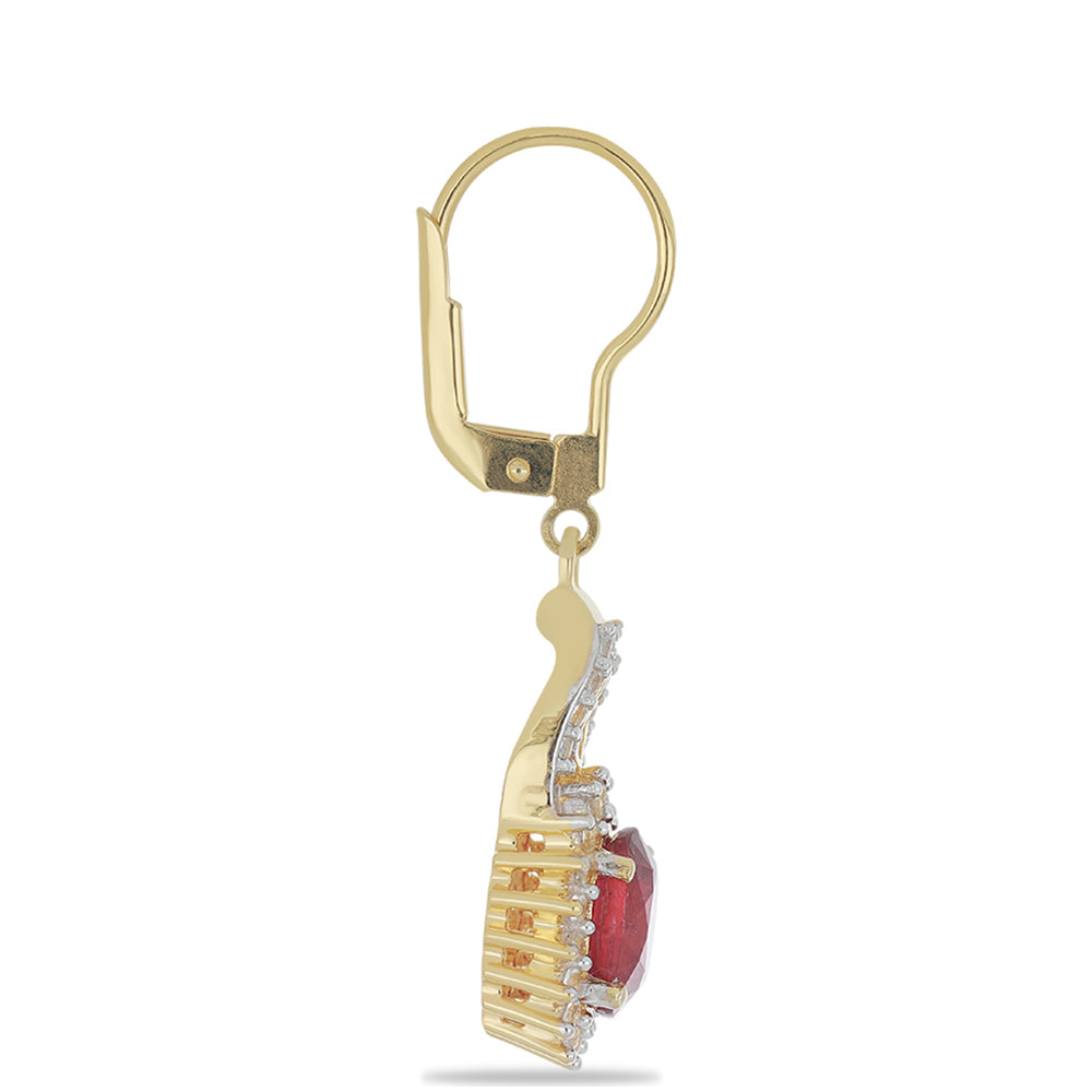 Goldplattierte Silberohrringe mit Rubin aus Madagaskar und weißem Topas 2