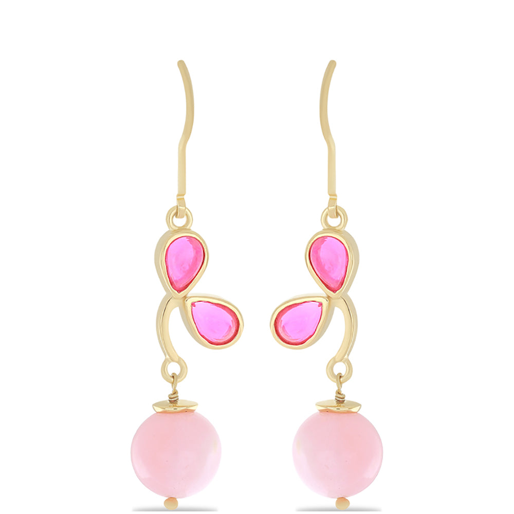 Goldplattierte Silberohrringe mit rosa Opal aus Lega Dembi und rosafarbenem Opal 1