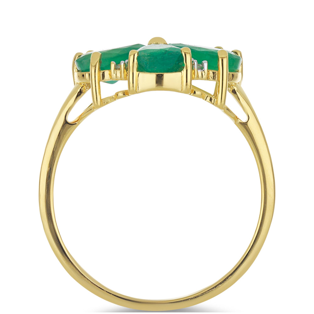 Goldring mit sambischem Smaragd und natürlichem weißem Zirkon 2