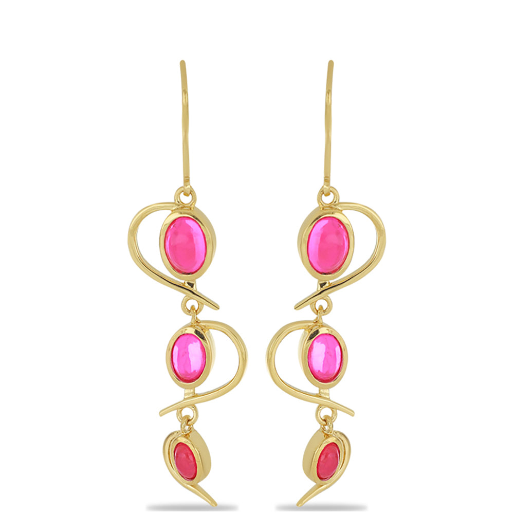 Goldplattierte Silberohrringe mit rosa Opal aus Lega Dembi 1