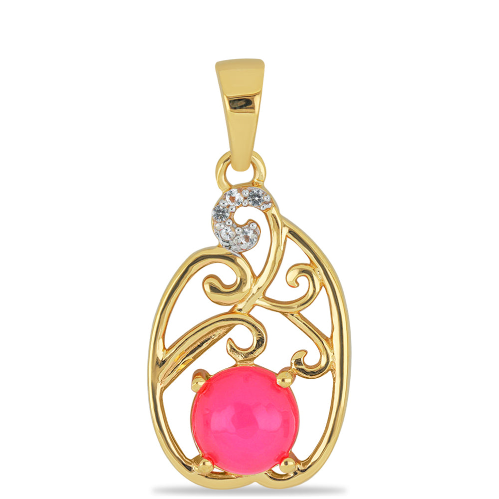 Goldplattierter Silberanhänger mit rosa Opal aus Lega Dembi und weißem Topas 1