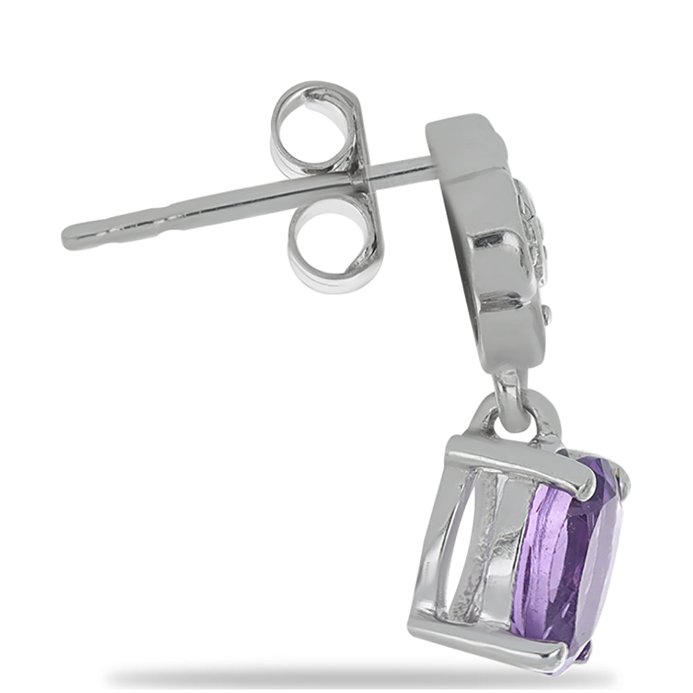 Silberohrringe mit marokkanischem Amethyst und weißem Topas