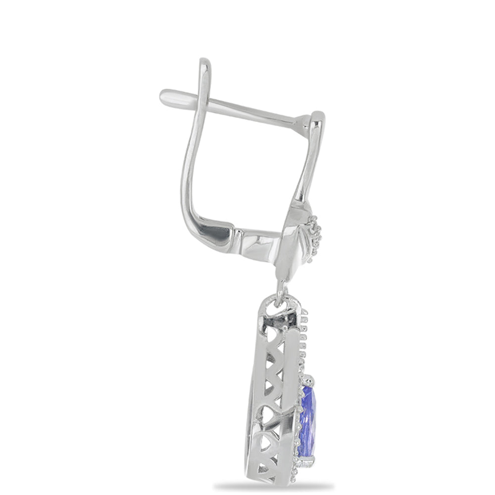 Silberohrringe mit Tansanit - Klasse AA und weißem Topas