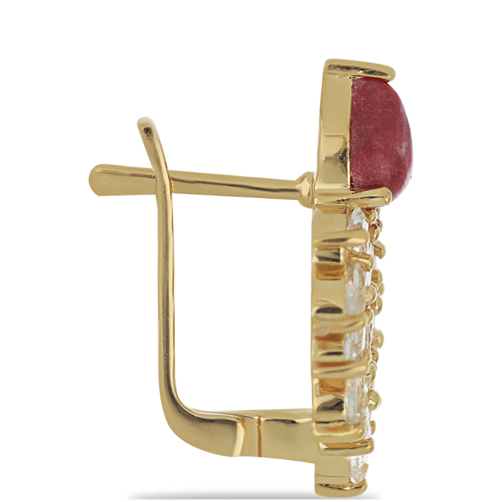 Goldplattierte Silberohrringe mit Thulit und weißem Topas 2