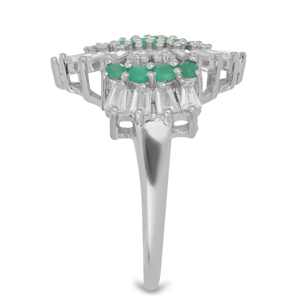 Silberring mit brasilianischem Smaragd und weißem Zirkon