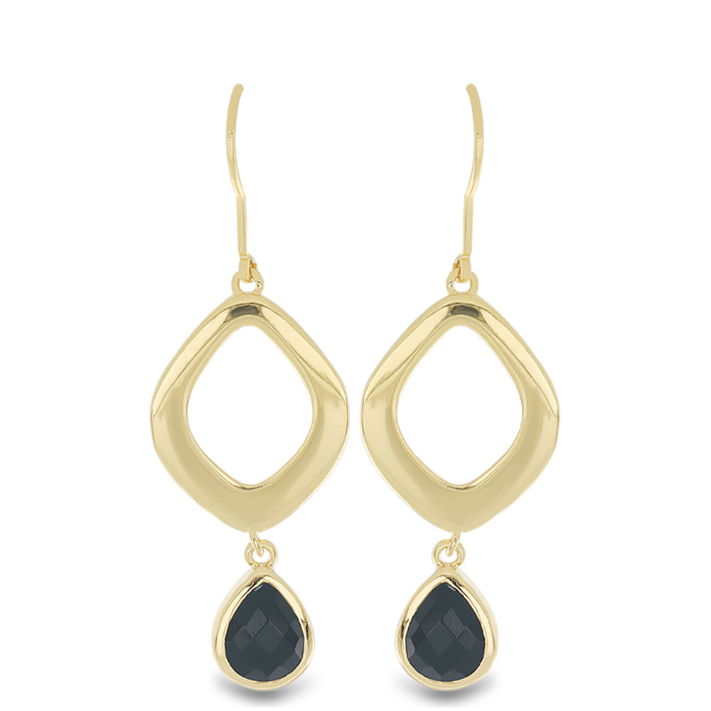 Goldplattierte Silberohrringe mit schwarzem Onyx 1
