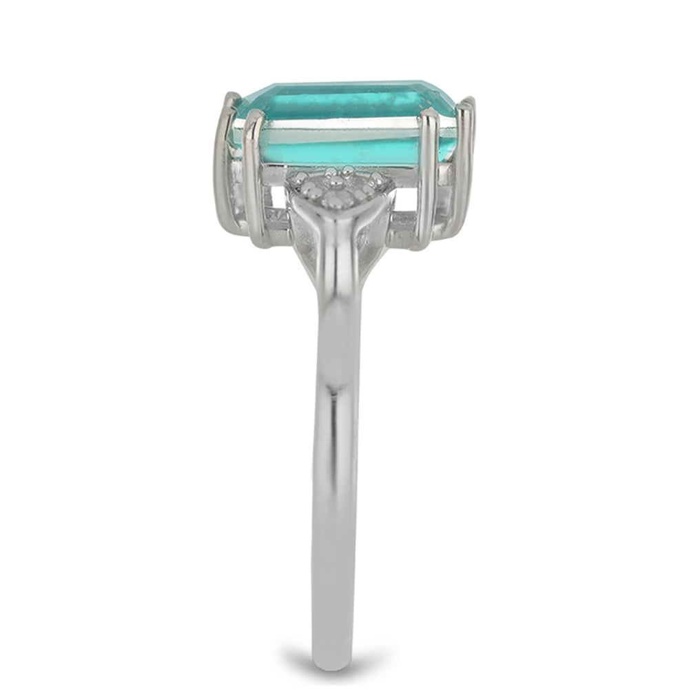 Silberring mit Paraiba Quarz und weißem Topas