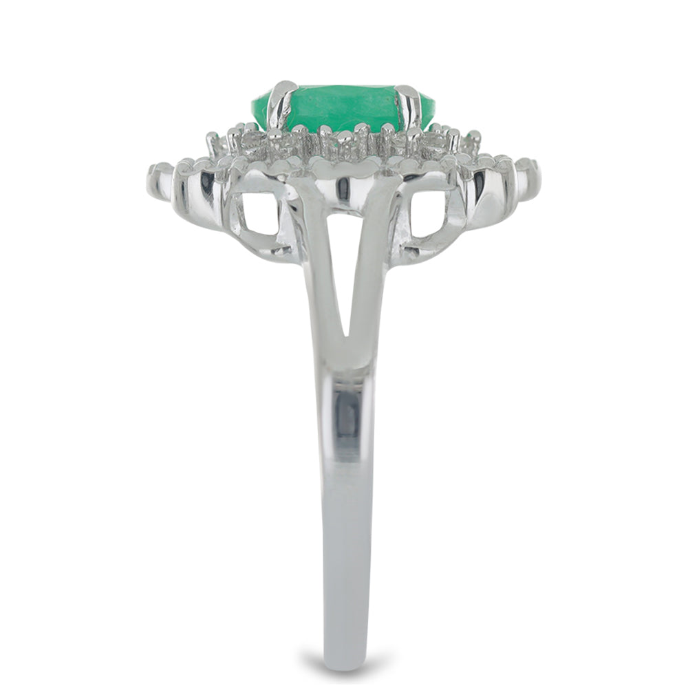 Silberring mit brasilianischem Smaragd und weißem Topas