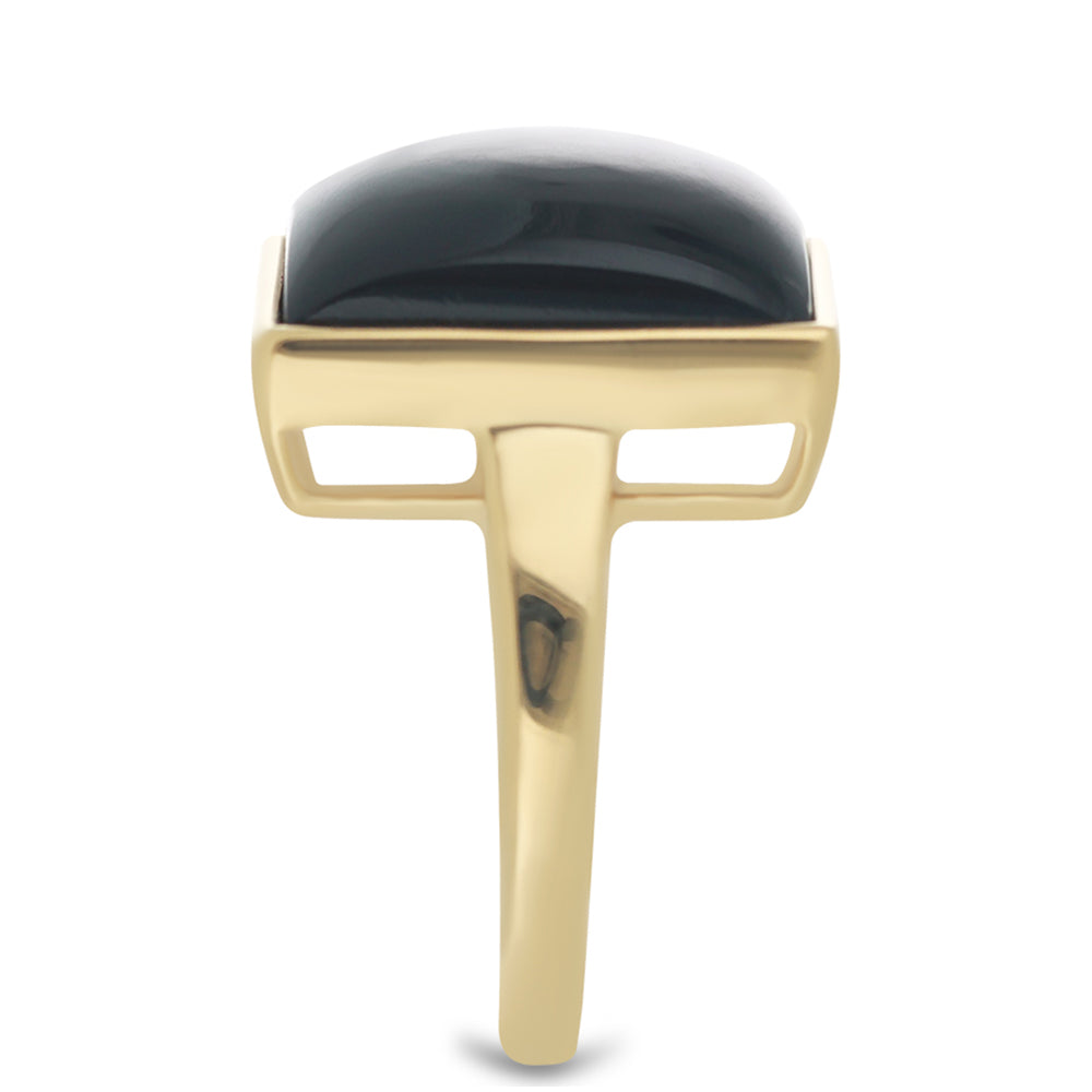 Goldplattierter Silberring mit schwarzem Onyx