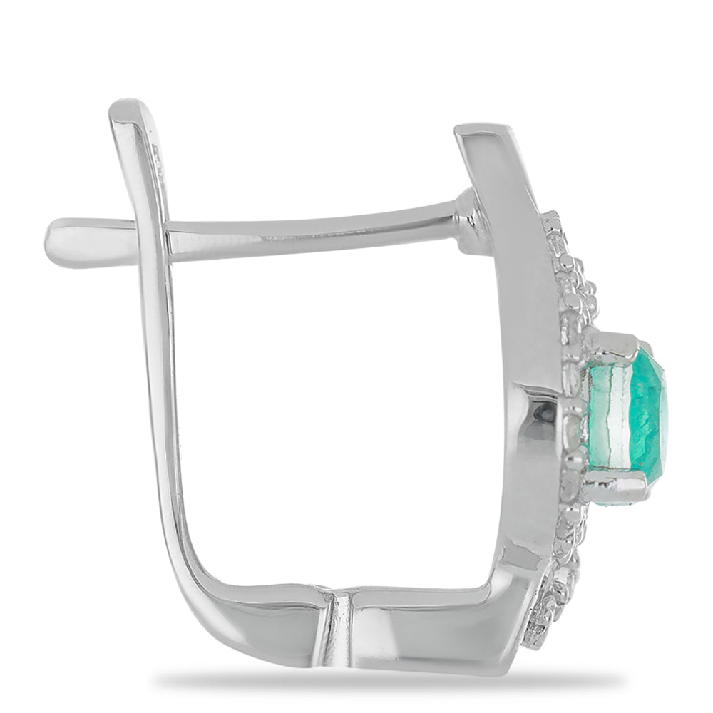 Silberohrringe mit Paraiba Quarz und weißem Topas