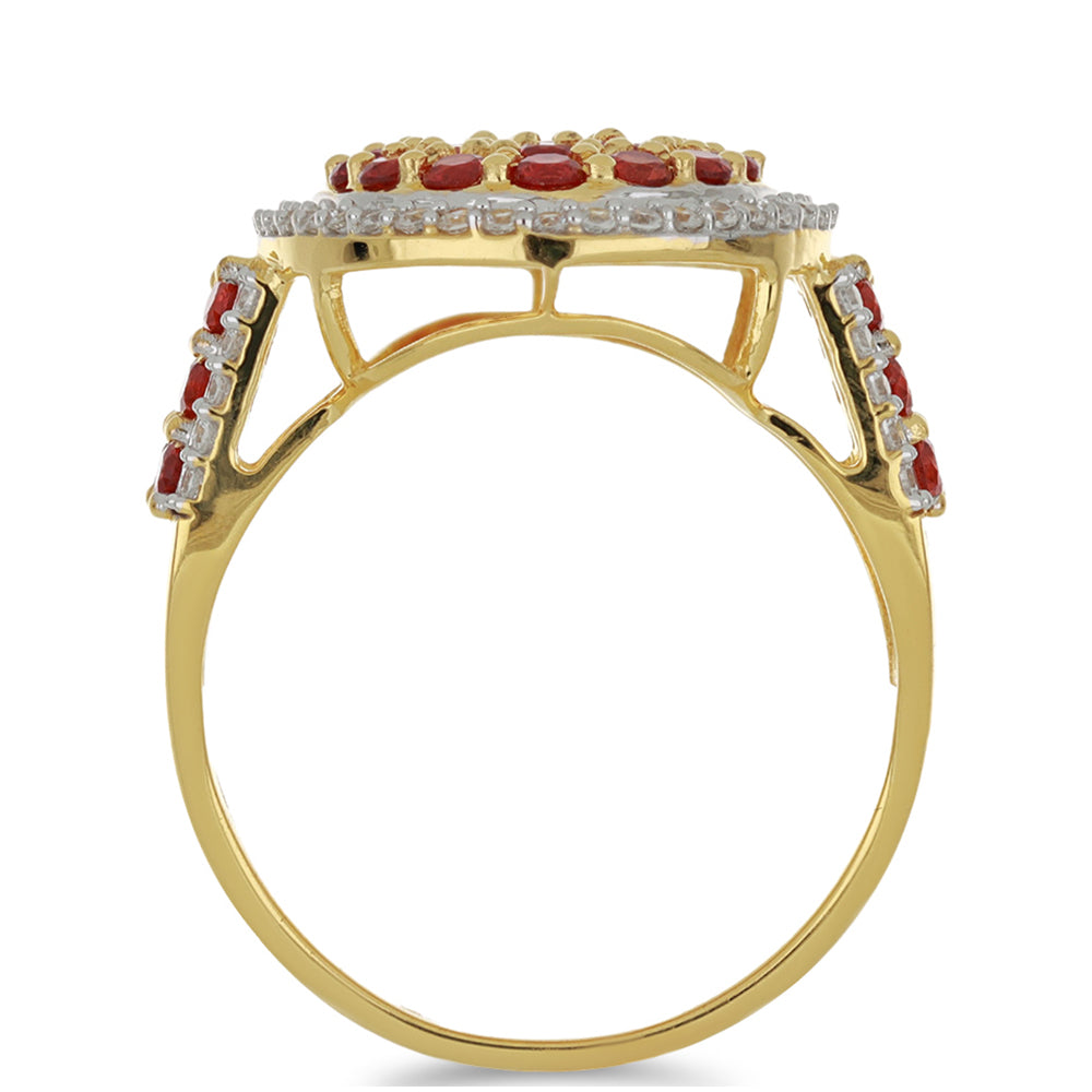 Goldring mit roter Rosebery Saphir und natürlichem weißem Zirkon 2