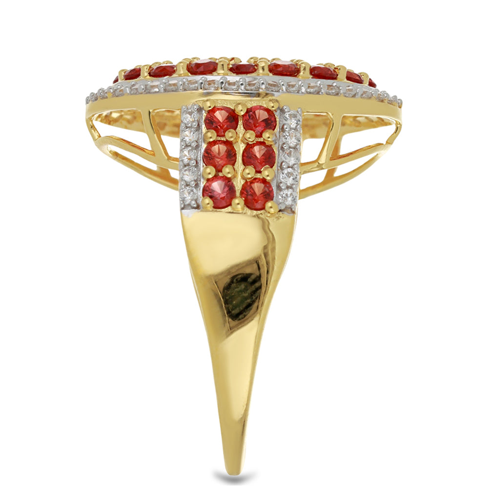 Goldring mit roter Rosebery Saphir und natürlichem weißem Zirkon 4